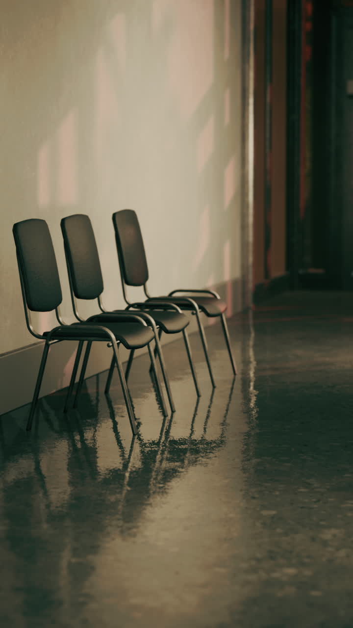 sillas de espera vacías en un corredor moderno