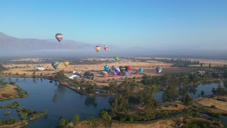 show of airships and hot air balloons flying in chile