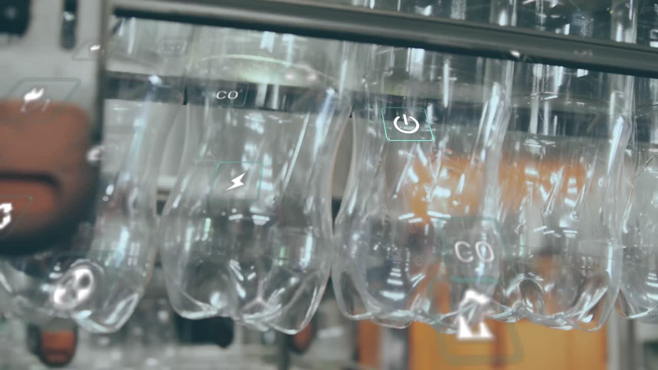Animation of digital icons over factory