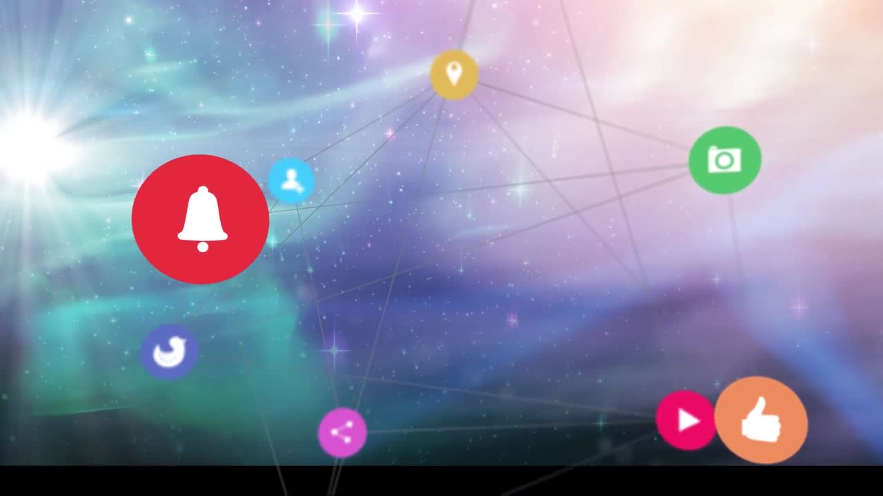 공간 위의 미디어 아이콘의 애니메이션