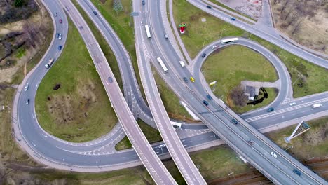 aerial view of a freeway intersection