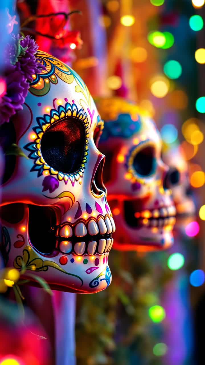 cráneos de azúcar coloridos para el día de los muertos