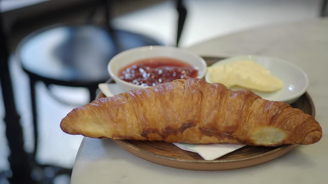 Croissant with Jam and Butter