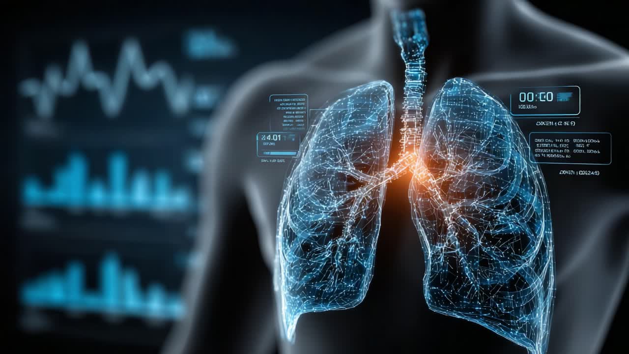 Visualizzazione avanzata dei polmoni umani: uno studio dell'anatomia e della funzione respiratoria con analisi interattiva dei dati e tecnologia di monitoraggio della salute.