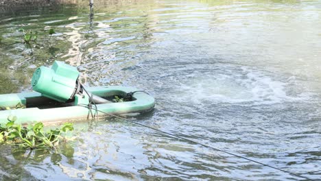 aeration equipment oxygenating a stabilization pond