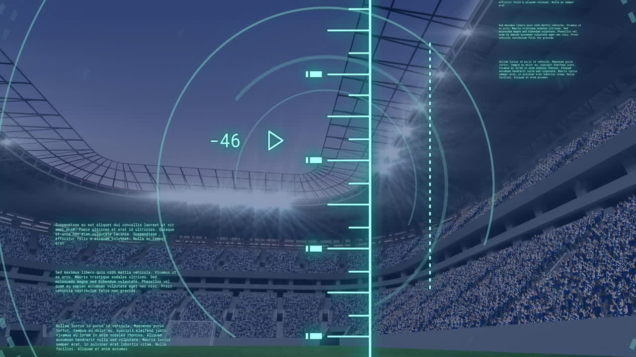 스포츠 경기장 위의 스 ⁇  스캐닝과 데이터 처리의 애니메이션
