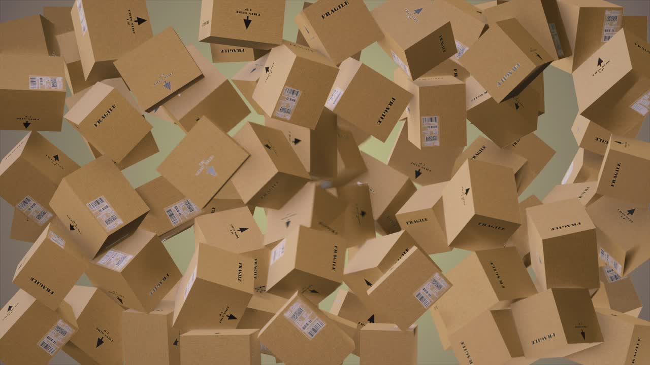 회색 배경의 만화 종이 컨테이너의 4k 비디오.