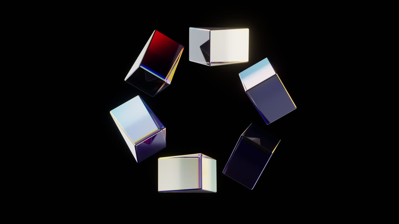 분산 색상과 함께 유리 기하학, 3d 렌더링