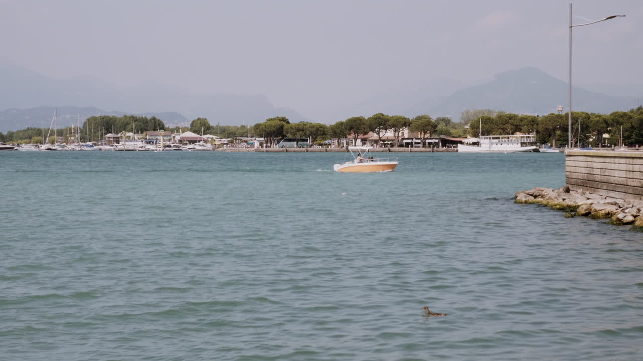 Lake View with Boats and Landscape