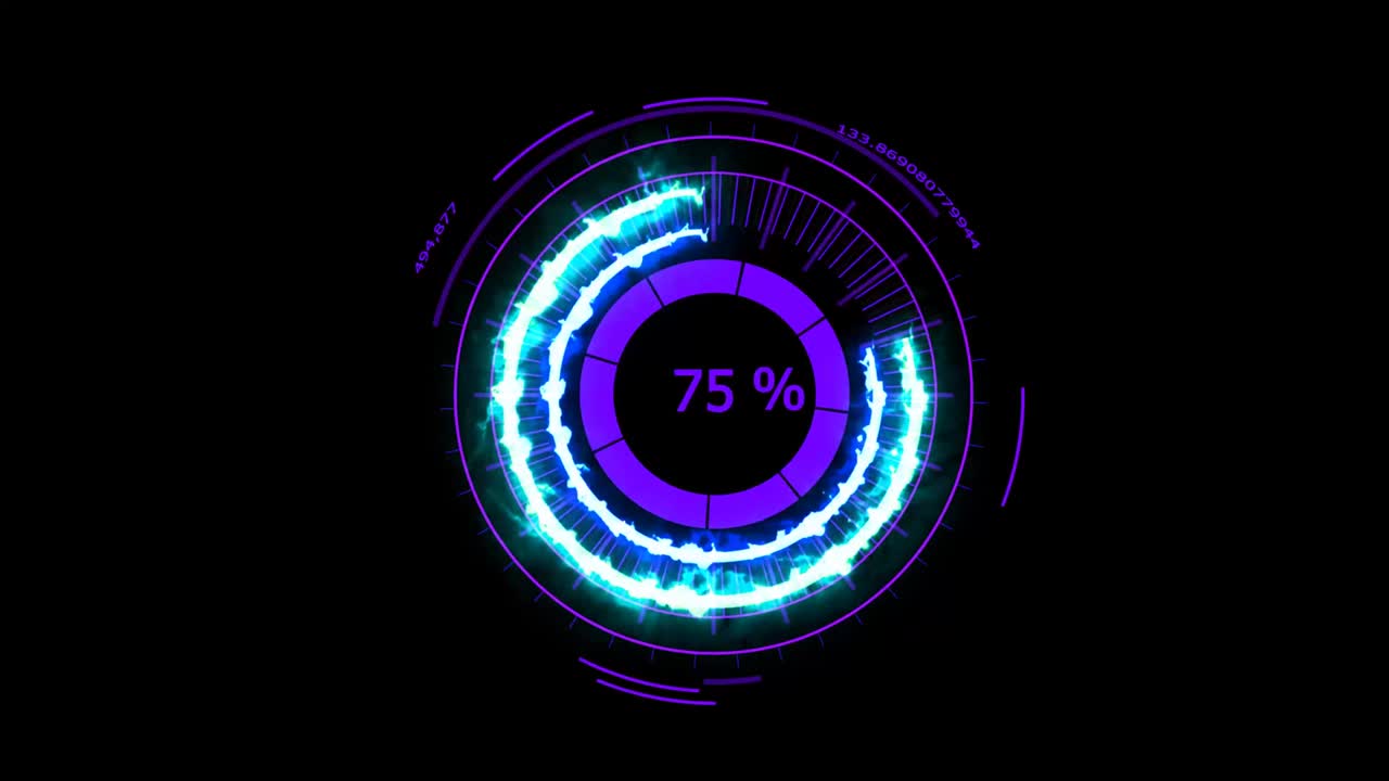 디지털 에너지 미터 보라색 광고 및 배너를위한 강력한 주변 애니메이션