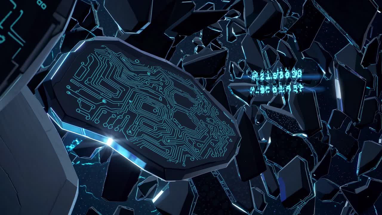 Abstract Futuristic Circuit Board Fragmentation