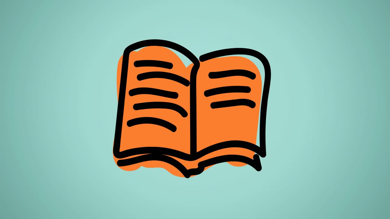 animación de un libro de texto escolar sobre un fondo verde
