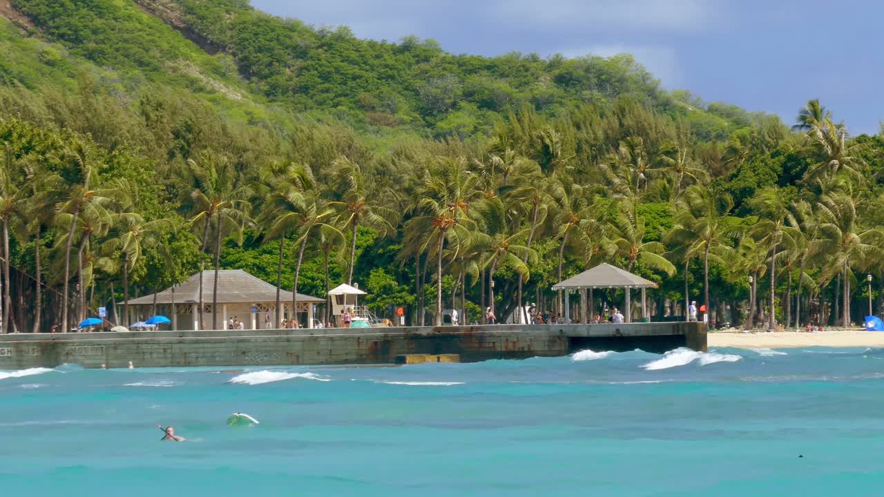 Tropical Beach Scene in Waikiki, Oahu