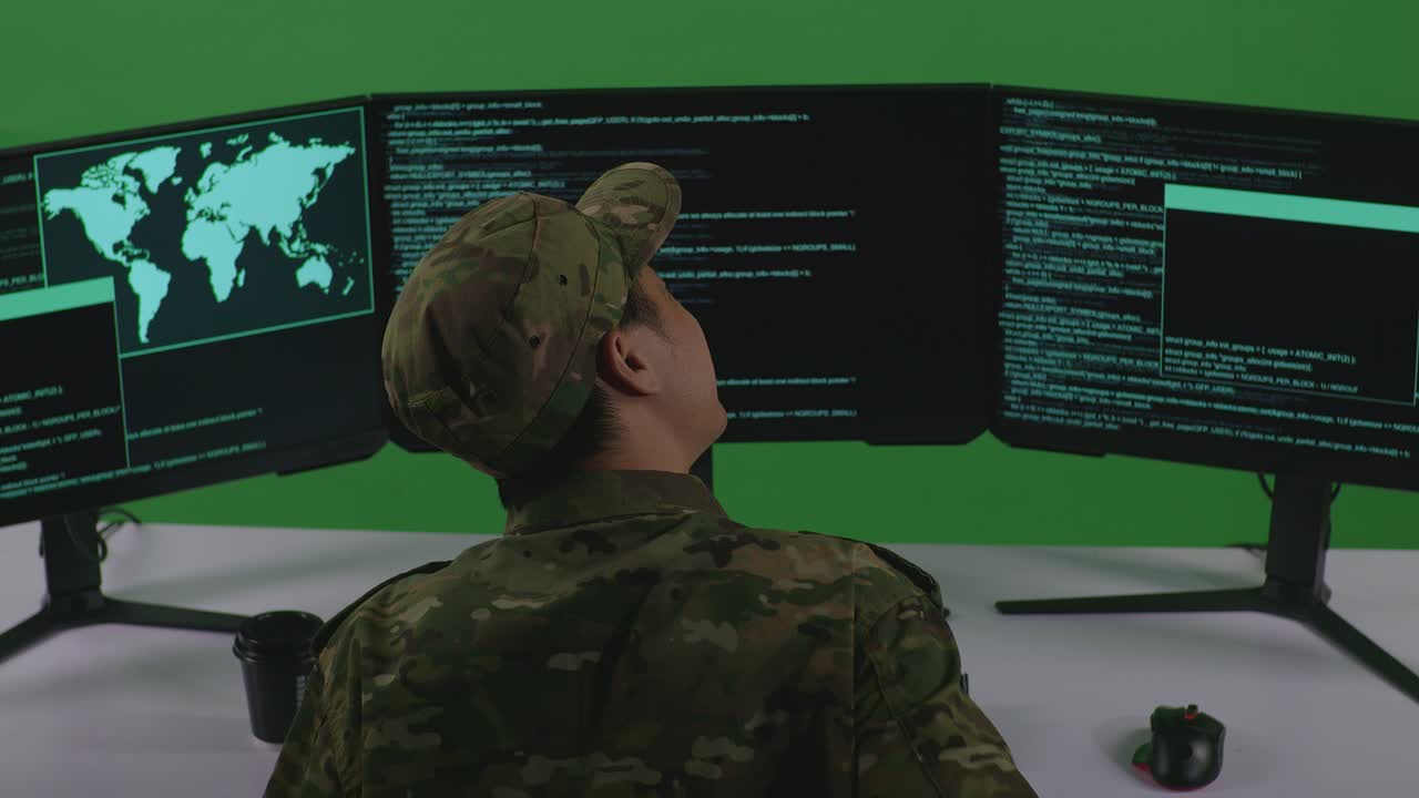 Soldier Analyzing Global Data