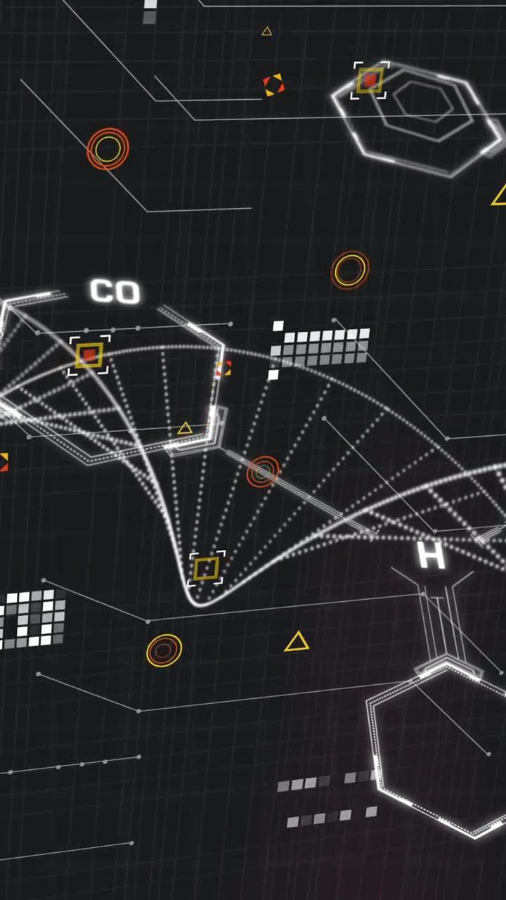 Animation of dna strand, chemical structures and data processing