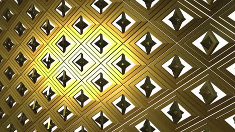 formas de diamante dorado girando a su alrededor.