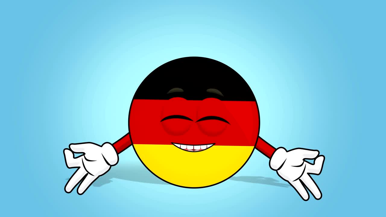 Icona Cartone Animato Bandiera Repubblica Federale di Germania Meditazione Zen con Animazione Facciale