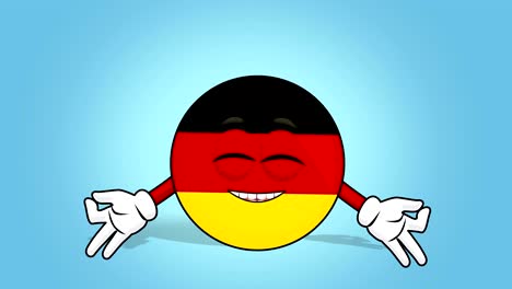 cartoon icon flag federal republic of germany zen meditation with face animation