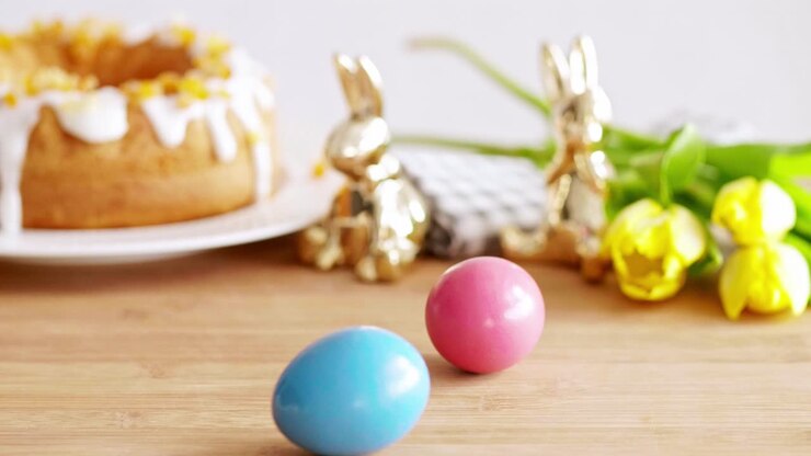 Easter background with easter eggs