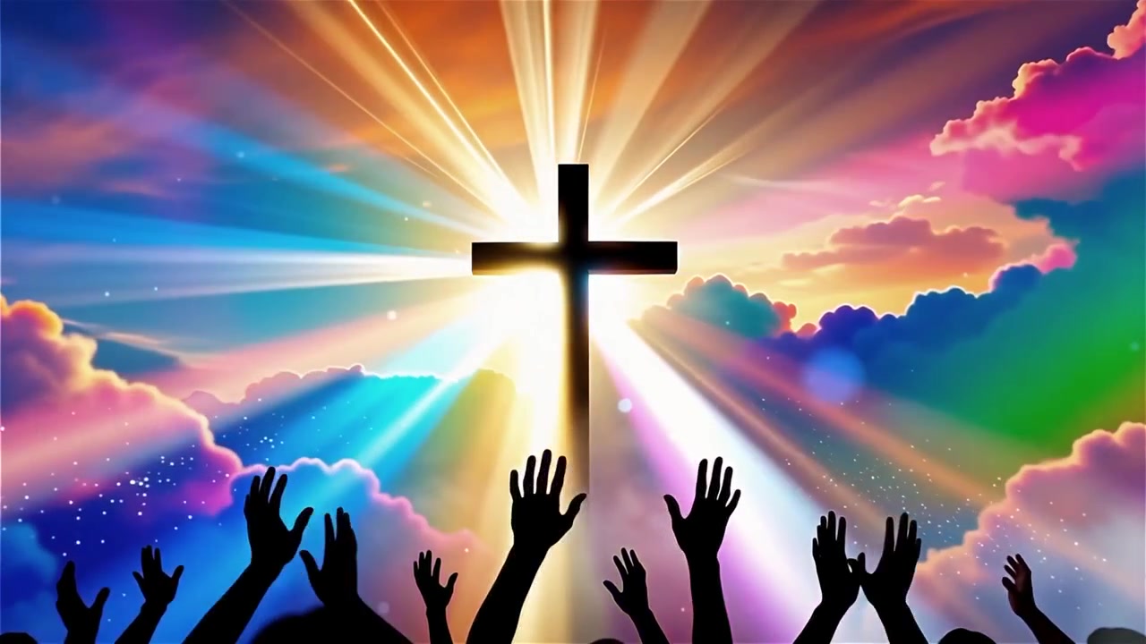 Christian Cross Heavenly Light Worship Background
