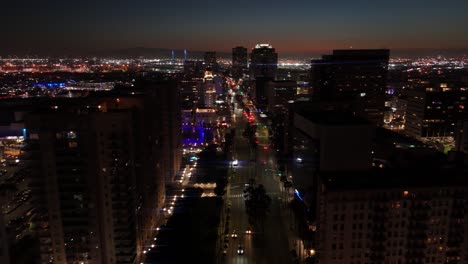 long beach at night during a busy midweek by downtown in california