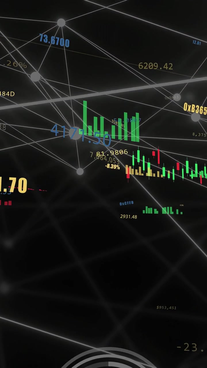 Video verticale: Anello HUD che appare, con un cluster di candele che si sposta e cresce evidenziando i nodi.