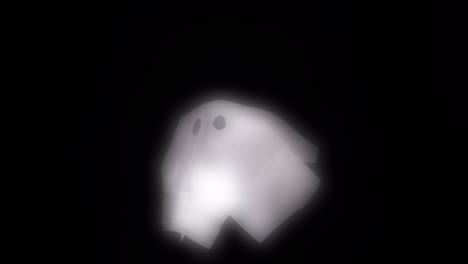 marioneta fantasma brillante de halloween flotando sobre fondo negro