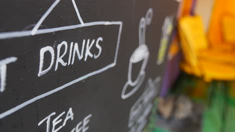 hot drinks menu on a chalkboard