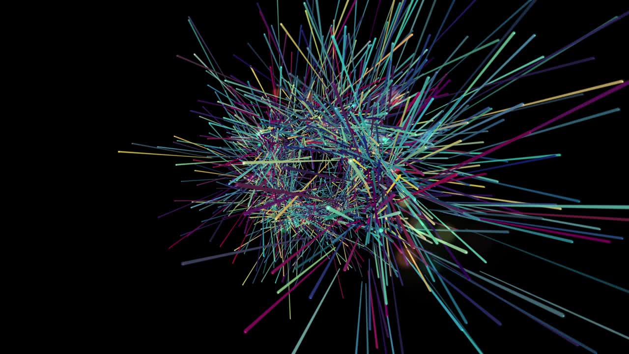 línea de rayas de arco iris animación de movimiento aleatorio en fondo negro