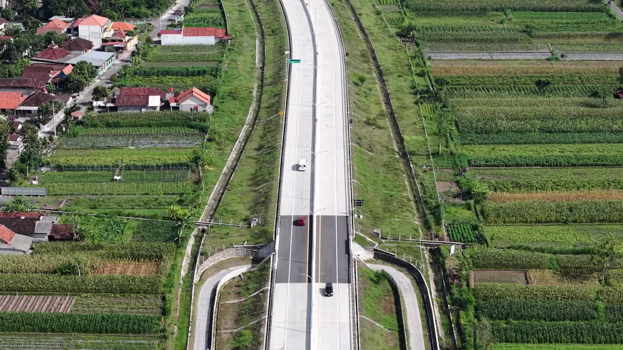 Aerial shot of the Jogja - Solo toll road, which is a new toll road
