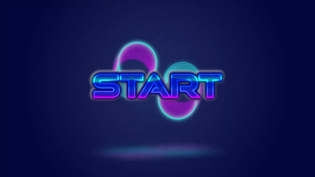 Animation of start text over neon circles