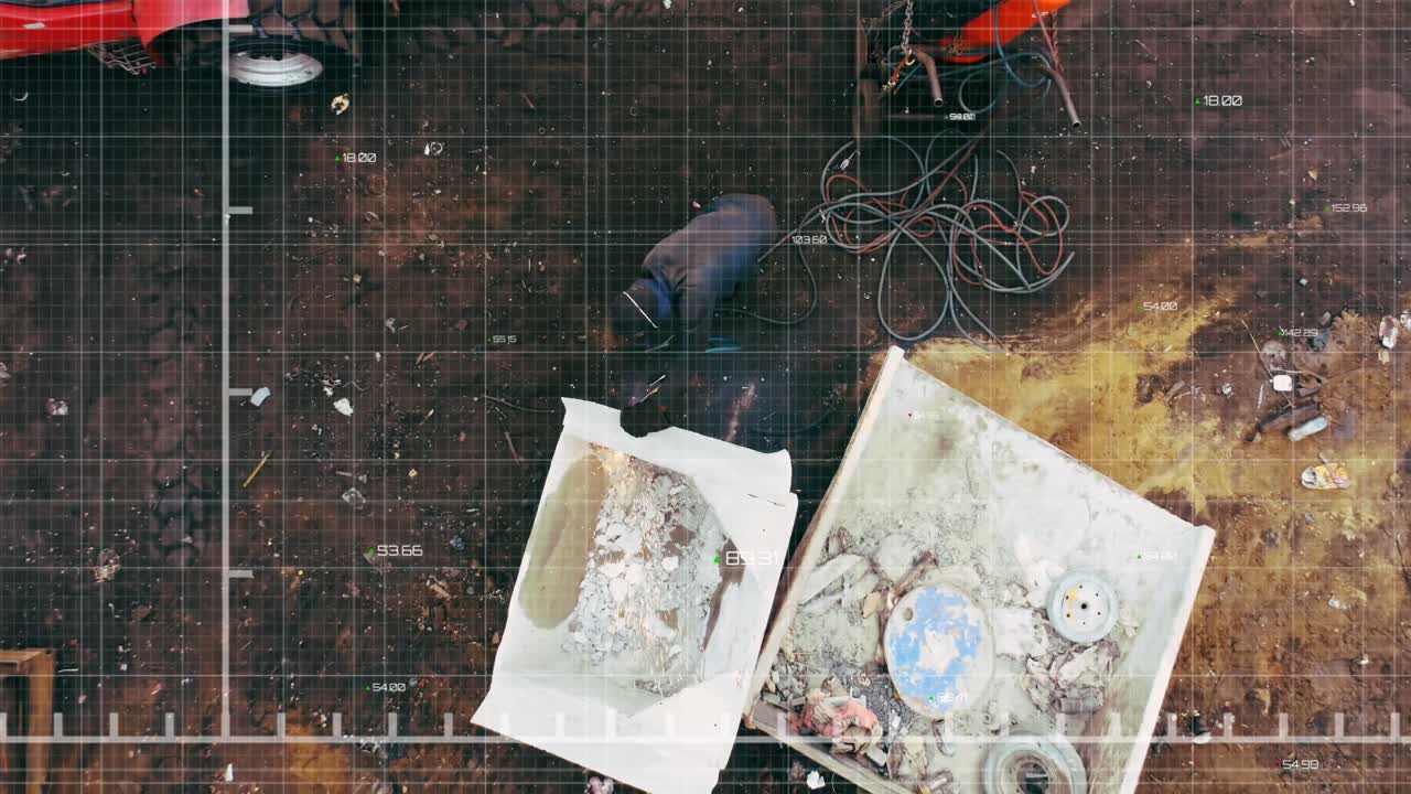 animación del procesamiento de datos financieros en el depósito de chatarra