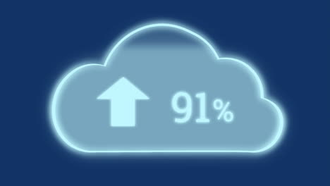 animación de la nube con el icono del porcentaje sobre fondo azul.