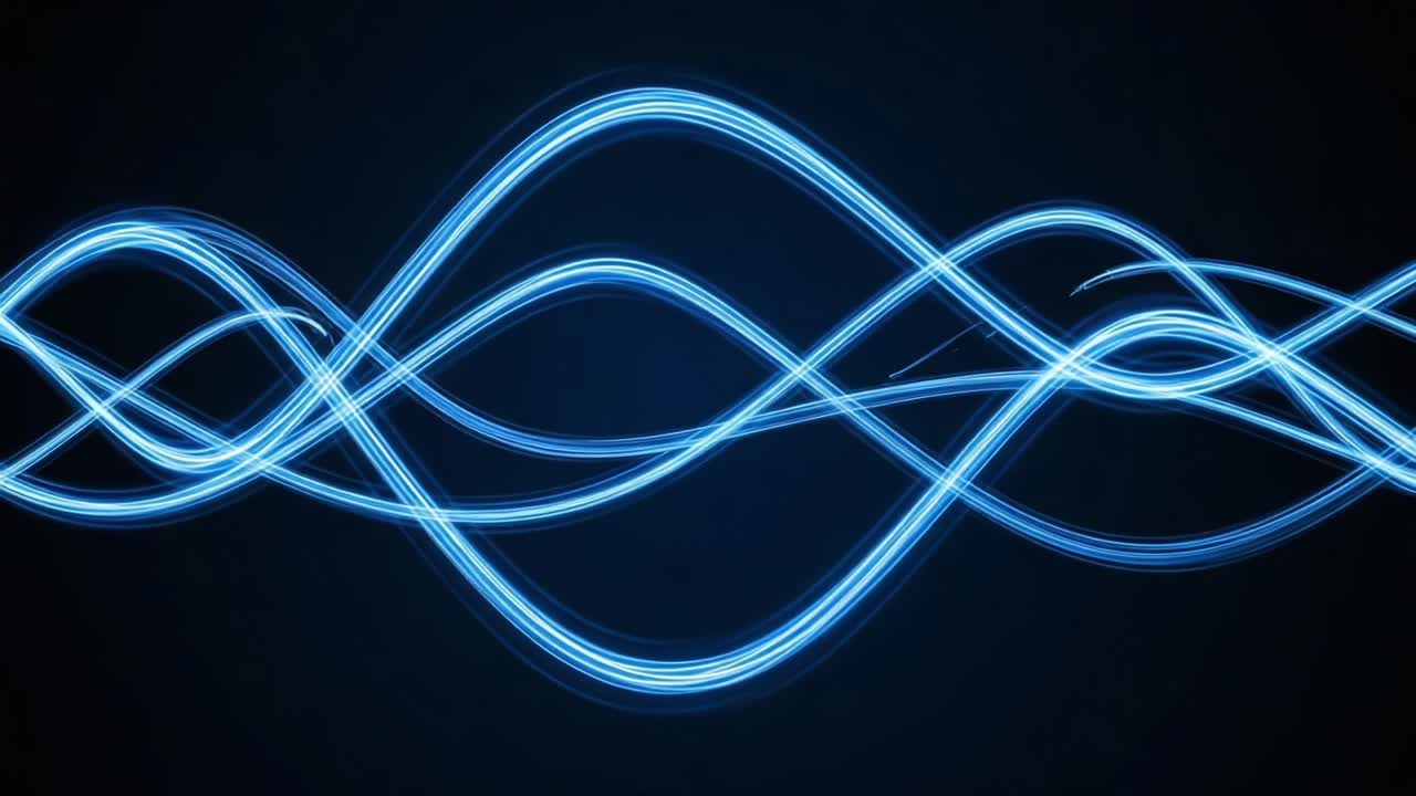 Mesmerizing Blue Light Waves Flowing Creatively Across a Dark Background, Representing Motion and Energy in an Abstract Visual Design