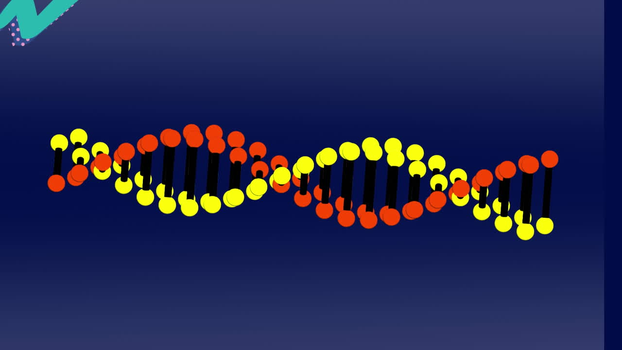 animación de la cadena de adn sobre un fondo azul