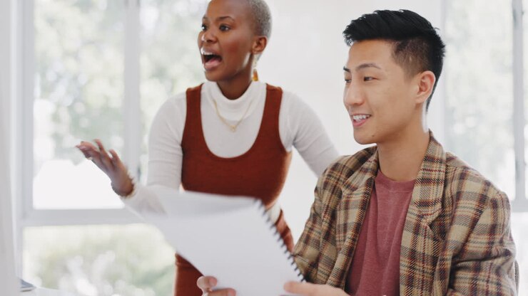 Leadership, black woman or manager mentoring
