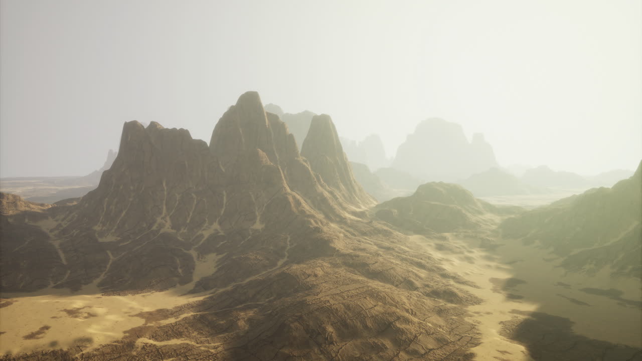 Beautiful rocky mountains under a soft morning light in a desert landscape