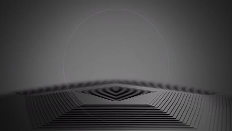 animación de un círculo pulsante sobre una superficie hexagonal gris en movimiento con fondo gris