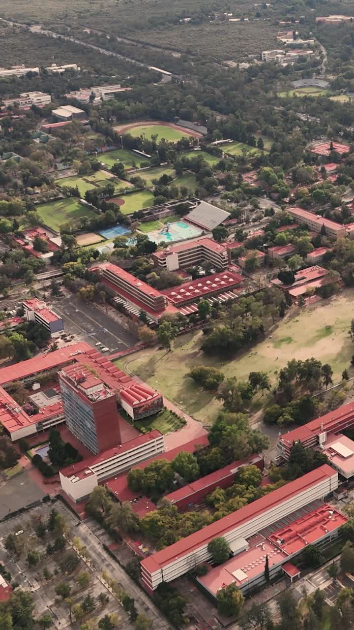 Architectural details of CU campus seen from above, CDMX