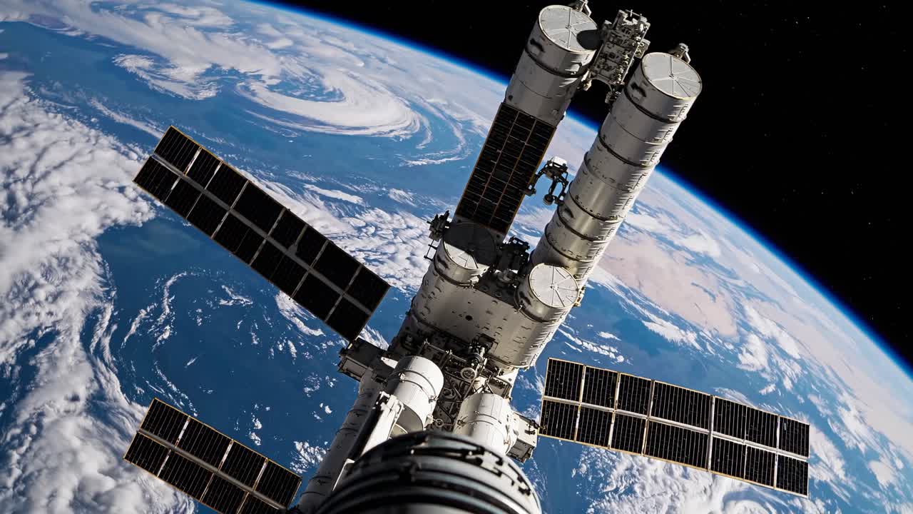 estación espacial internacional en órbita alrededor de la tierra