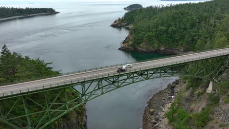 Aerial-shot-pulling-away-from-the-Deception-Pass-bridge-on-Fidalgo-Island