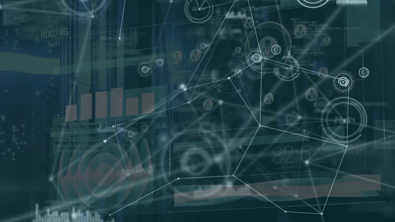 Animation af netværk af forbindelser over databehandling