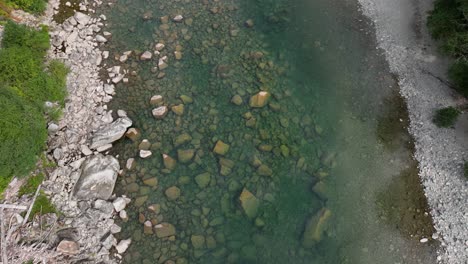 top down aerial view of the skykomish river with dry riverbanks