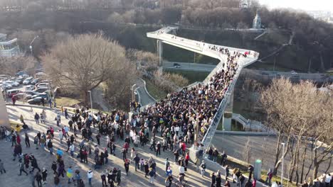 kyiv or kiev, ukraine - february 22 2022: the peoples friendship arch in khreshchatyy park.