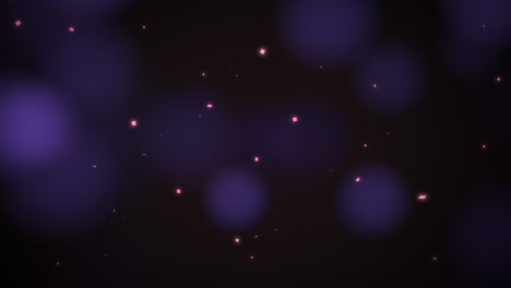 pequeñas partículas de mosca y bokeh redondo púrpura en fondo oscuro