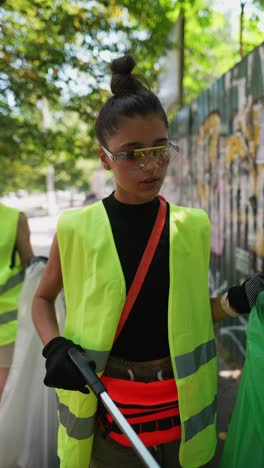 community volunteers cleaning up a city street