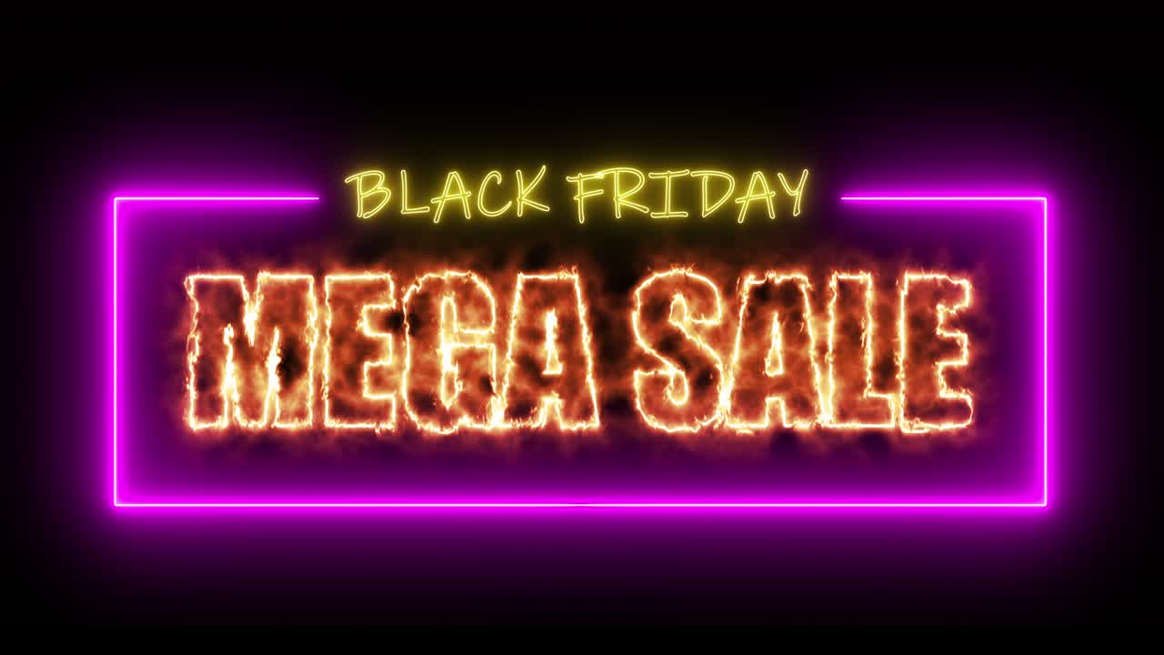 블랙 프라이데이 메가 세일 (black friday mega sale) - 블랙 프리데이 (black friday mega sale) 는 브랜드 판매를 촉진하기 위한 블랙 백그라운드의 다채로운 네온 표지판입니다.