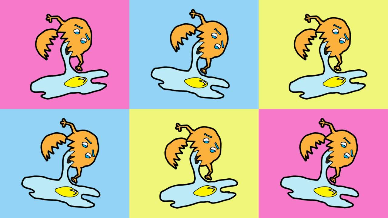 niños dibujando arte pop fondo sin costuras con tema de huevos fritos