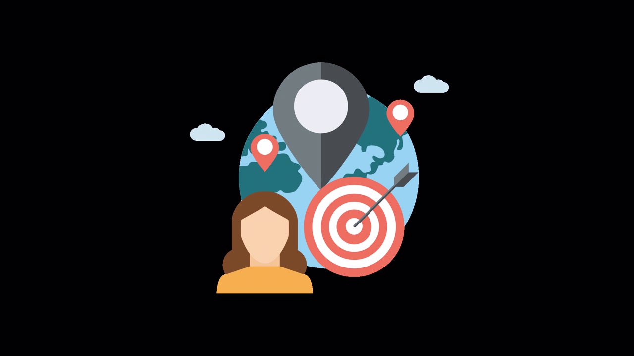 Animated Icon of Global Targeting and Audience with Location Pins