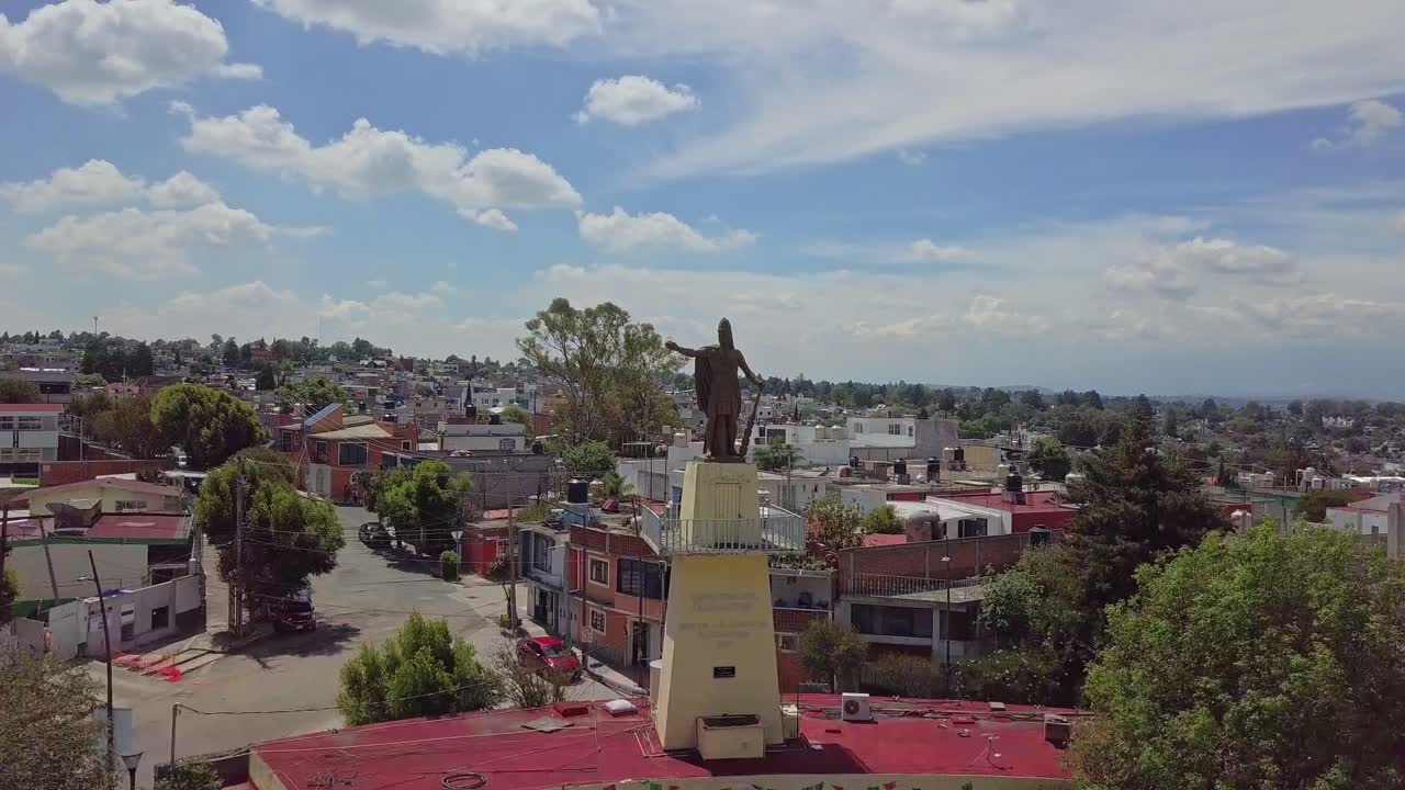 Drone view of the Escalinatas landmark, capturing architectural detail and surrounding urban landscape